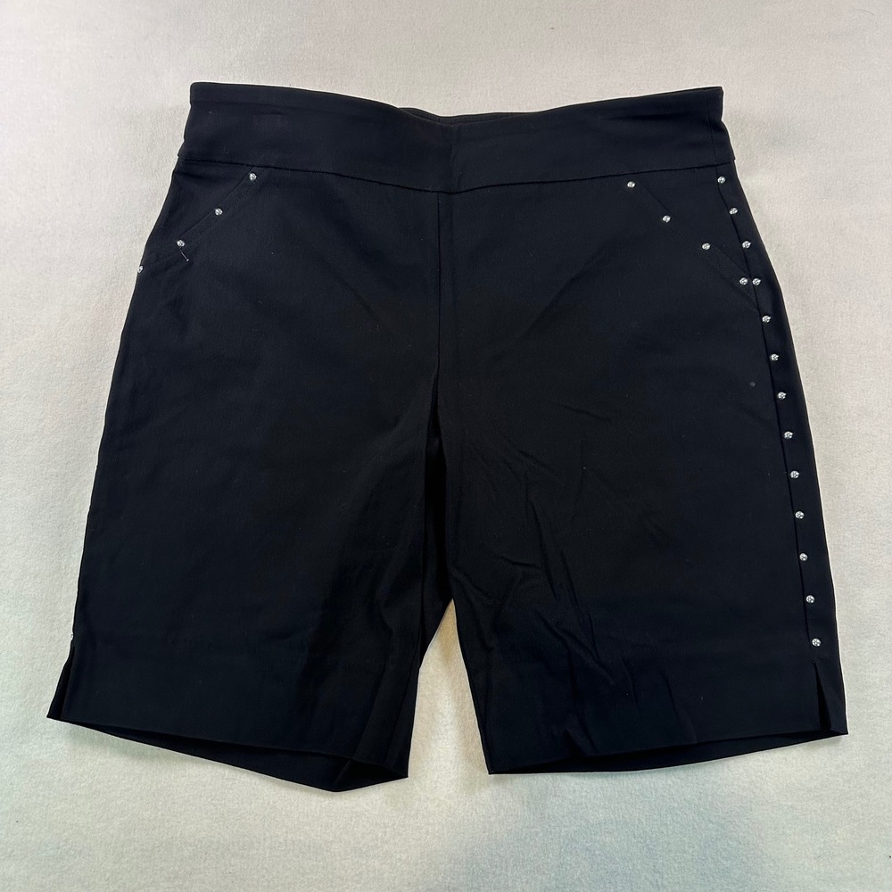 INC International Concepts Black Studded Mid Rise Pull On Shorts Size 12 NEW
